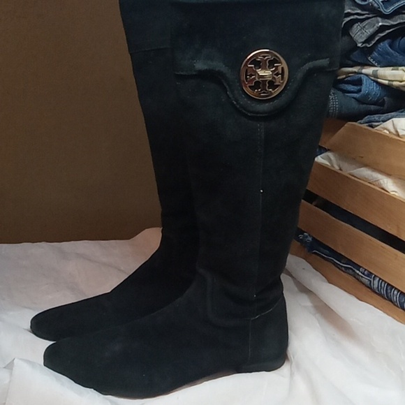 Tory burch selma black suede boots size 8.5 - Picture 1 of 14